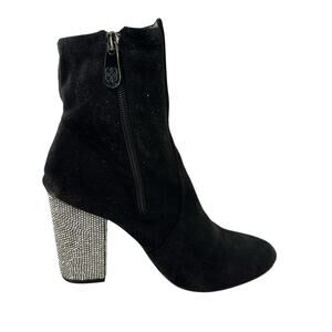Daisy Fuentes Womens Carita Black Rhinestone High Heel Ankle Boots Size 7.5